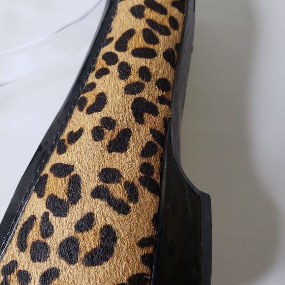 Franco Sarto Black Leopard Print Fur Cajun Flats 7 - Picture 13 of 16